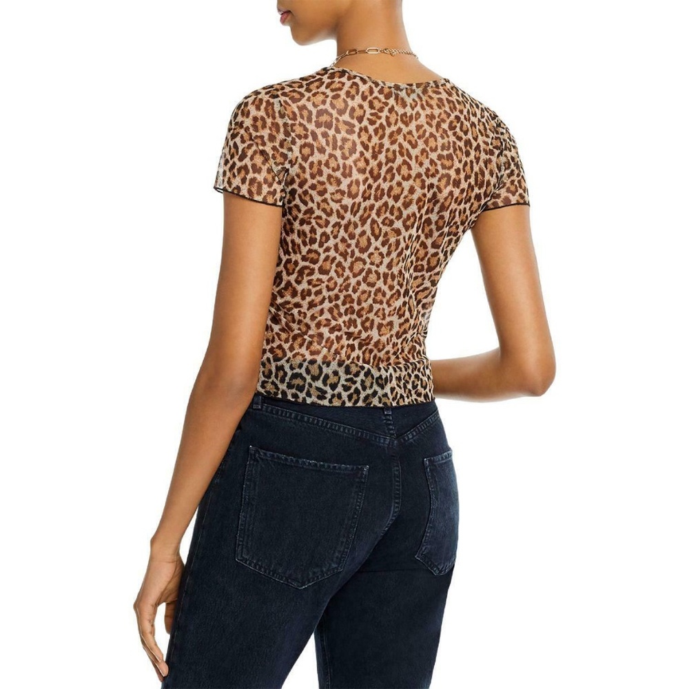 AQUA SHEER ANIMAL PRINT CROP TOP S NWT
